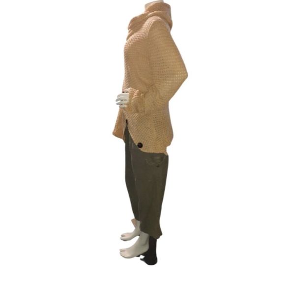 Cowl Neck with Button Detail Long Sleeve Faux Wrap Sweater Cardigan Size Small - Picture 4 of 12